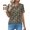 Army Green Red Flower, variant on ZHENWEI Womens Short Sleeve Pleated Tops Casual Crew Neck Blouses Fashion T-shirt