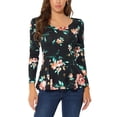 thumbnail image 1 of INSPIRE CHIC Hauts pour Femmes Imprimés Col Rond Manches Longues Blouse Péplum m Noir-Fleur, 1 of 6