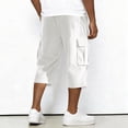 thumbnail image 5 of Dwelliawo Corduroy Mens Cargo Shorts Summer Elastic Waist 3/4 Pants Long Below Knee Shorts Casual Outdoor Capri Multi-Pockets Pants White 2XL, 5 of 9