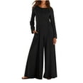 thumbnail image 2 of AUNVITO Women's Wide Leg Jumpsuit Loose Fit with Zipper Front Casual and Comfortable, 2 of 8