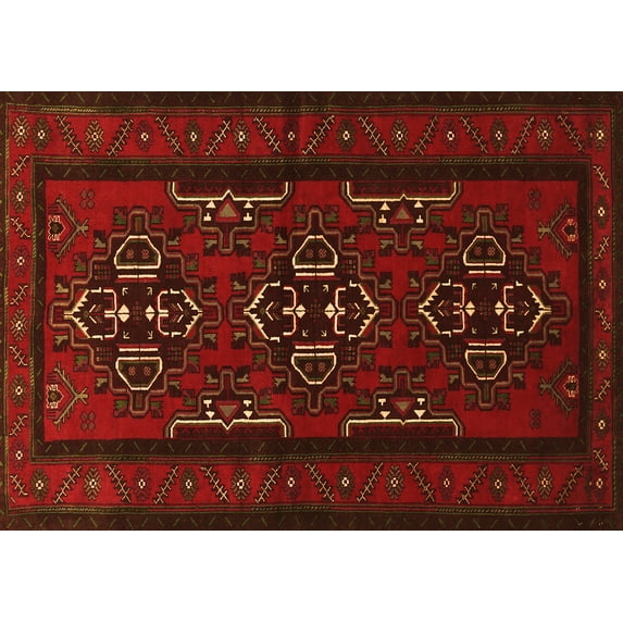 Ahgly Company Indoor Rectangle Persian Orange Traditional Area Rugs, 7' x 9'