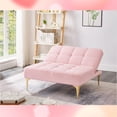 thumbnail image 5 of Modern Sofa Couch with Toss Pillow, Convertible Folding Sofa Bed with Adjustable Backrest and Golden Legs, Single Sofa Chair, Teddy Fabric, Pink, 5 of 10