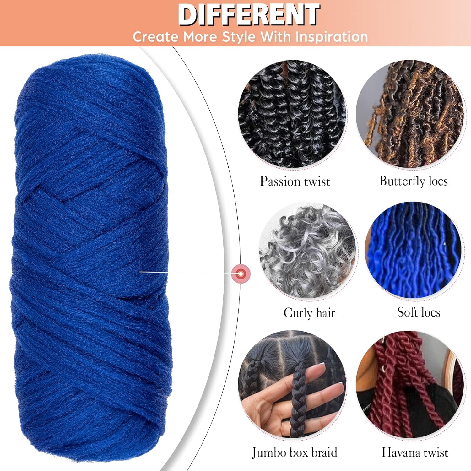 2/4/8 Rolls Brazilian Wool Hair for Braiding Acrylic Hand Knitting Wool Yarn for Soft Locs Crochet Hair Jumbo Braids Twist Braiding Hair Extensions