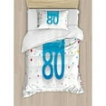 thumbnail image 3 of 80th Birthday Duvet Cover Set Queen Size, Abstract Sky Blue Eighty Image on the Colorful Polka Dots Artistic Print, Decorative 3 Piece Bedding Set with 2 Pillow Shams, Multicolor, by Ambesonne, 3 of 3
