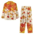 thumbnail image 4 of Kuiaobaty Maple Leaf Print 2 Pcs Pajamas Set for Women Music Note Sleepwear Pajamas Thanksgiving Long Sleeve Crewneck T-Shirts Button Down Tops with Long Pants Autumn Pants Lounge Wear, 4XL, 4 of 7