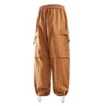 thumbnail image 6 of CONZONE Mens Baggy Cargo Pants Wide Leg Hiking Pants for Men Trendy Elastic Waist Drawstring Solid Outdoor Joggers Pant With Pockets, 6 of 6