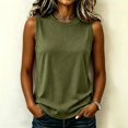 thumbnail image 2 of WULMLEO Women's Tank Tops Summer Basic Crewneck Tanks Sleeveless Casual Loose Fit Shirts Tees Army Green XL, 2 of 6