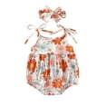 thumbnail image 1 of xiaxaixu Barboteuse Fille Enfant, Été Sans Manches Fleur / Imprimé Bull Justaucorps Court + Bandeau, 1 of 8