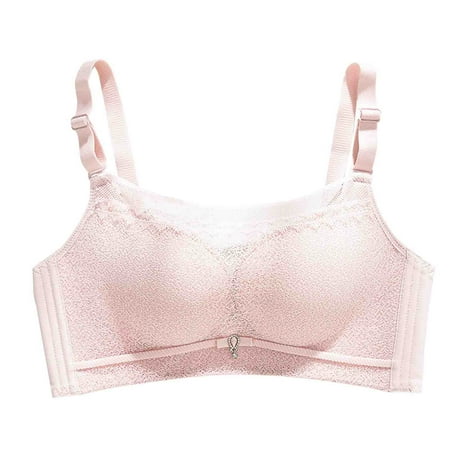Gnurob Women s Push Up Bra Wireless Bandeau Beauty Back Smoothing Bra Removable Straps Bralettes Thin Cup Bralette Comfort Sheer Padded Brassiere Clearance Saving Pink 36/80AB