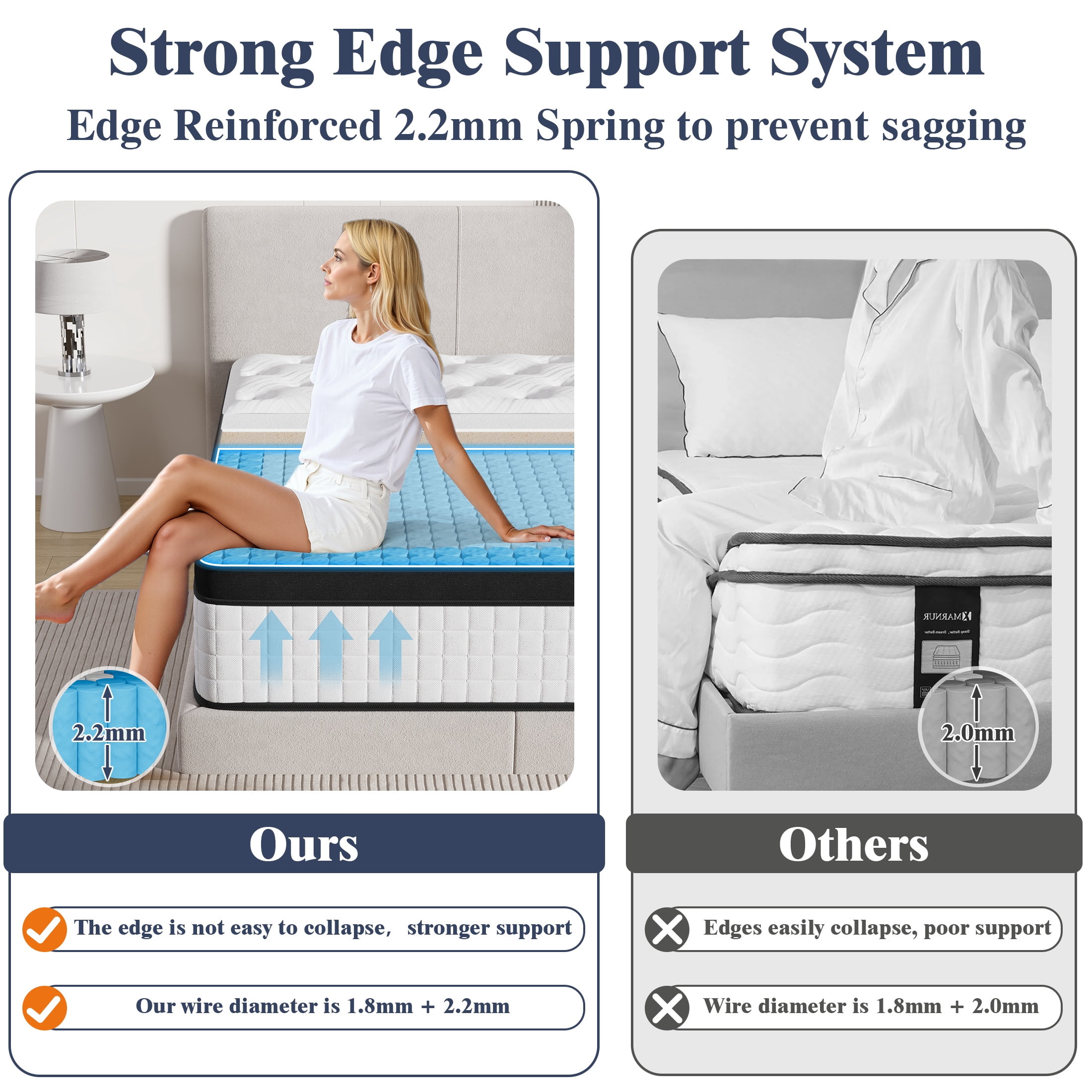 Full Size Mattress, Paproos 10" Memory Foam Hybrid Mattress in a Box, Cool Individual Pocket Spring Full Mattress with Breathable Knitted Cover, Edge Support, Medium Firm, CertiPUR-US, White/Black