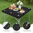 thumbnail image 4 of Black White Gothic Moon Flower Leaf Pattern Square Fitted Tablecloth with Elastic Edge,Square Table Cover,Washable Elastic Table Cover for Home Kitchen Party Decor 36"x36", 4 of 6