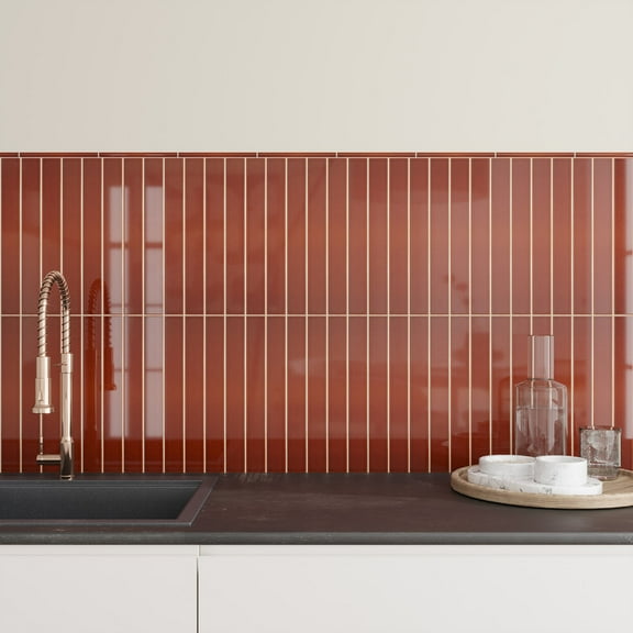 Horizonte 0.5 x 8 in. Glossy Caramel Ceramic Pencil Trim Wall Tile (0.27 sq ft/case) - 10 Pack