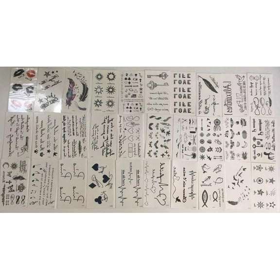 30 Sheet Temporary Tattoos Neck and Wrist Men Women Kids