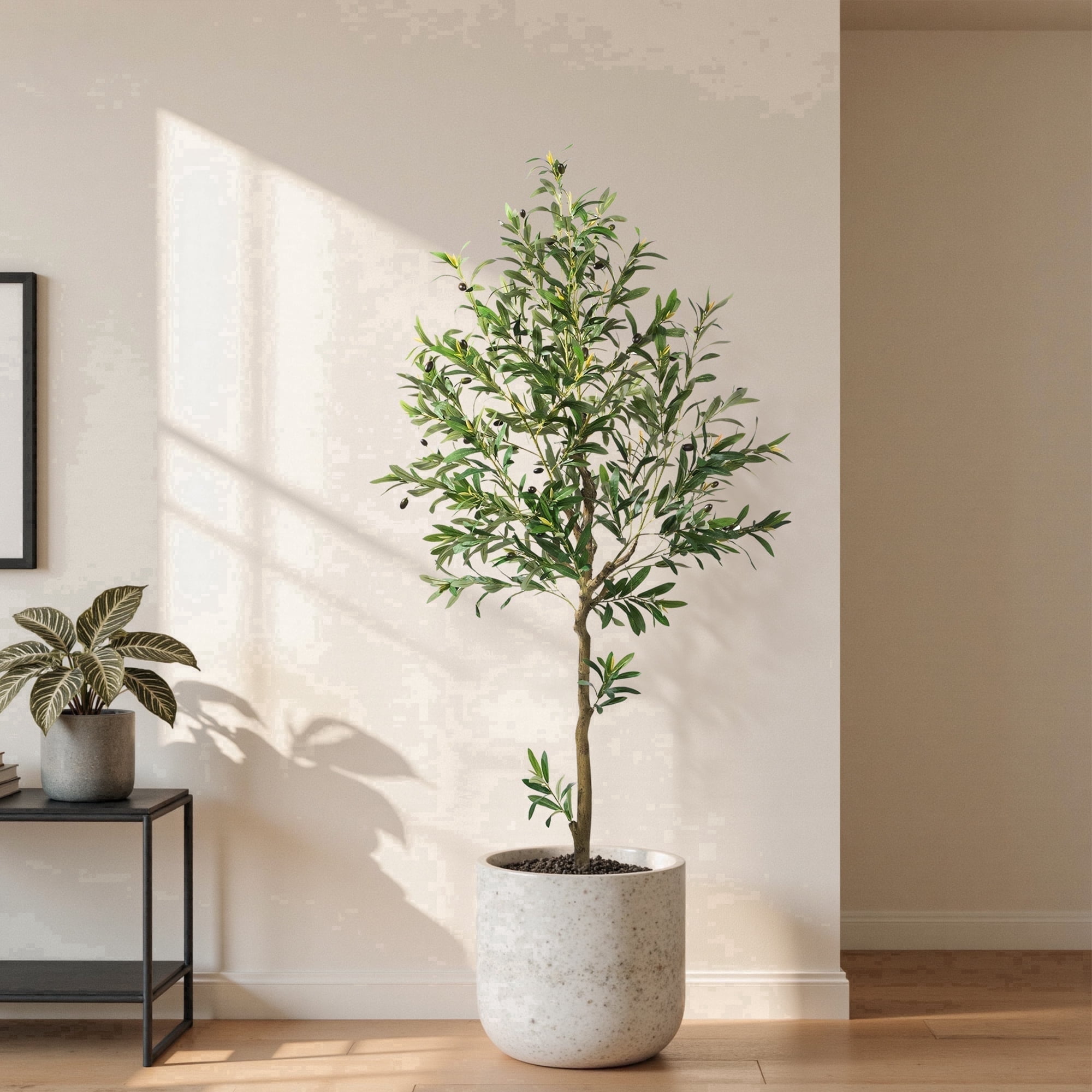 OLIVIVI Artificial Olive Tree 6FT Tall Faux Silk Plant for Home Office Decor Indoor Outdoor Fake Lifelike Potted Plant with Wood Branches 1 pack