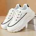 thumbnail image 5 of AUDeals Women’s Leather Platform Sneakers Thick Soled Chunky Lace Up Breathable Casual Trainers Non Slip Walking Dad Shoes (White, 6), 5 of 5