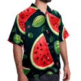 thumbnail image 2 of Watermelon Men's Short Sleeve Hawaiian Print Button Down Beach Shirt, 2 of 6