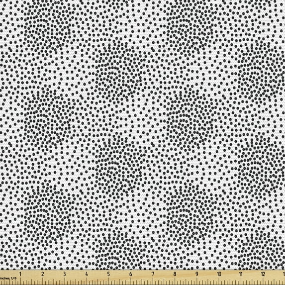 Abstract Fabric by the Yard, Basic Monochrome Continuing Layout of Minimal Polka Dots Modern Vibes, Upholstery Fabric for Dining Chairs Home Decor Accents, Charcoal Grey and White by Ambesonne