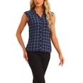 thumbnail image 4 of INSPIRE CHIC Sleeveless Button Down Tartan Shirt for Women's Summer Casual Shirts Blouse, 4 of 5
