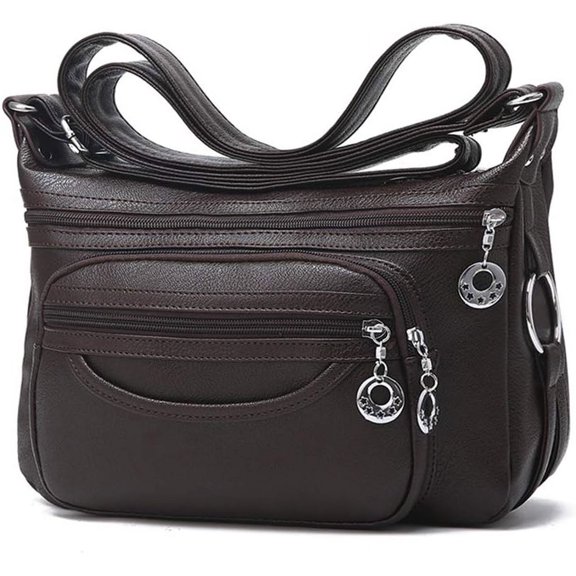 HMSHA Crossbody Bag for Women Lightweight Satchel Leather Casual Pocketbook Waterproof Shoulder Purse for Travel Daily Use