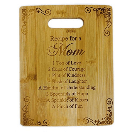 Laser Engraved Bamboo Cutting Board - Recipe for a Mom Cute Funny Laser Engraved Bamboo Cutting Board - Wedding, Housewarming, Anniversary, Birthday, Mother's Day, Gift