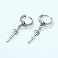 thumbnail image 6 of COOL SINGLE SILVER STAINLESS STEEL HOOP DAGGER EARRING, 6 of 33