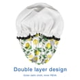thumbnail image 4 of Shower Caps,Yellow Lemon Fruit Slices White Pattern Waterproof Shower Cap for Women 4 Pieces,Double Reusable Hair Cover for Shower PEVA Elastic Stretch Hem, 4 of 7