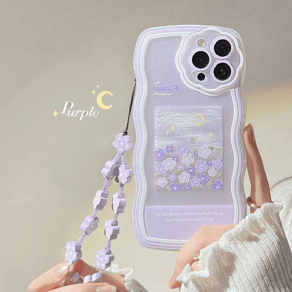 Phone case Diagonal rope neck strap Chain Lovely flower girl Lady necklace silicone shock-proof case for iPhone 12pro max
