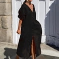 thumbnail image 3 of Gspmoly Robes pour Femmes, Robe Décontractée Unie pour Femmes à la Mode, Robe à Col en V à Manches Longues, Longue Robe, Robes de Cocktail, Offres des Fêtes, 3 of 6