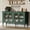 58" Glass-Green, variant on HLR 47.7" Modern Vintage Sideboards Buffet Cabinet with 4 Glass Storage Door, Kitchen Storage Cabinet, Black