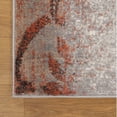 thumbnail image 3 of 8' Rust And Gray Damask Distressed Stain Resistant Runner Rug, 3 of 4