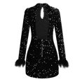thumbnail image 6 of Njagoc3 Womens Long Sleeve Sequin Bodycon Mini Dress, Sheer Mesh, Formal Evening & Club Outfit, 6 of 6