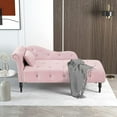 thumbnail image 2 of Holaki 60.6" Velvet Chaise Lounge Buttons Tufted Nailhead Trimmed Solid Wood Legs with 1 Pillow,Light Pink, 2 of 9