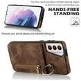 thumbnail image 6 of Nalacover for Samsung S21, Wallet with RFID Credit Card Holder and Zipper Pocket,Drop Protection Flip Cover Ring Holder Kickstand with Double Magnetic Clasp for Samsung Galaxy S21, Brown, 6 of 10
