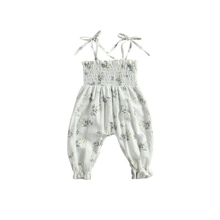 

Xingqing Toddler Baby Girls Floral Print Romper Jumpsuit Sleeveless Jumpsuit White Floral 12-18 Months
