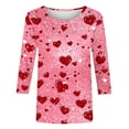 thumbnail image 5 of Qepwscx 3/4 Long Sleeve Shirts For Women Valentine'S Day Crewneck Sweatshirt Heart Printed Casual Blouse Tops Womens Fall Tops Pullover Sweatshirt Graphic T-Shirts Outfits Plus Size, 5 of 5