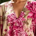 thumbnail image 3 of Morttic Women's Bohemian V-Neck Long Sleeve Floral Print Maxi Dress – Loose Summer Vacation Garden Party Beach Dress Rose Red，XS, 3 of 6
