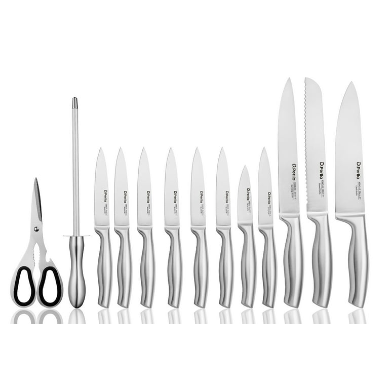 $7/mo - Finance dearithe Knife Sets for Kitchen with Block, 14 Piece High  Carbon Stainless Steel Knife Block Set with Built-in Sharpener,  Professional Kitchen Knife Set, Hammered Pattern Hollowed Handle Design