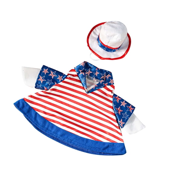 4th of July Porch Goose Outfit, 10" High Lawn Goose Statue Patriotic Costume Clothing, Independence Day Porch Garden Geese Clothes for Outdoor Patio Yard Decoration