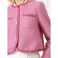 thumbnail image 4 of DARING DIVA Women's Tweed Blazer Long Sleeve Open Front Cropped Jacket S Pink, 4 of 6