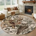 thumbnail image 2 of Country Owl Large Area Rugs for Bedroom Living Room, Soft Non Slip Carpet Bedside Rug, Rustic Sping Floral Botanical Postmark Round Floor Cover Kitchen Accent Rug 7' for Dining Room/Office, 2 of 9