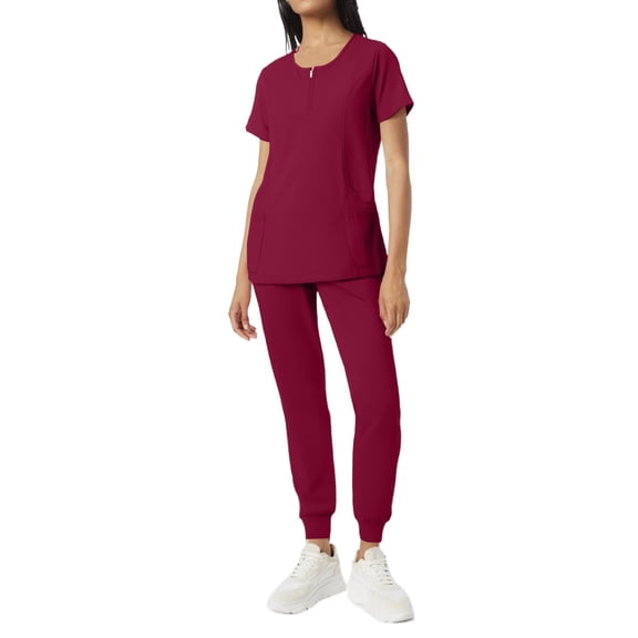 Resivox Scrubs for Women Set Plus Size Medical Scrub Sets Petite V Neck Scrub Tops and Pants Nursing Scrubs Scrub Sets Tall Scrubs Sets Wine L
