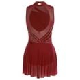 thumbnail image 6 of iiniim Women Flowy Tulle Skirted Leotard Contemporary Lyrical Dance Dress Ballet Dancewear Burgundy XXL, 6 of 7