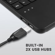 Perixx PERIBOARD-526 US, Wired Mini USB Keyboard with Trackball - X Type Scissor Keys - 11.18x7.17x1.1 Inches - Build-in 2 USB Hubs - US English