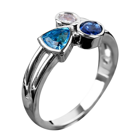 CILENON Christmas Gifts Womens Wedding Bands Exquisite Personality Irregular Tricolor Stone Ring for Women Engagement Ring Jewelry Gifts