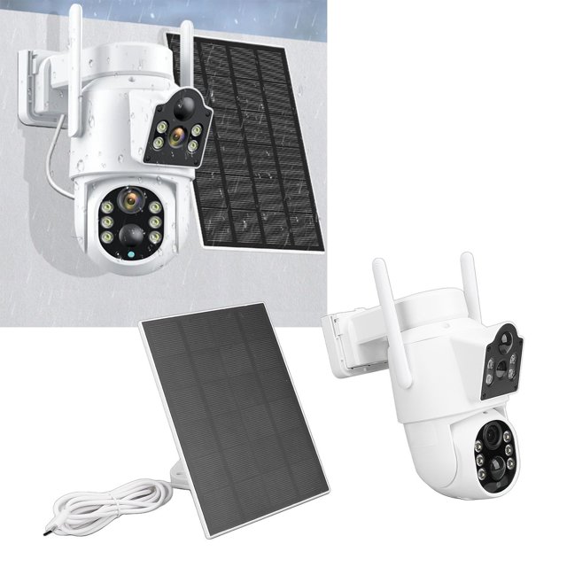 Cámaras de Seguridad Solar Al Aire Libre, Conversación de Dos Detección Humana Wifi Visión Nocturna de Color Solar para porche