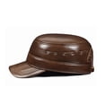 thumbnail image 3 of New Men Spring/Winter Genuine Leather Black/Brown Flat Baseball Caps Male 54-62 Cm Outdoor Hat ,Classic Vintage, 3 of 4