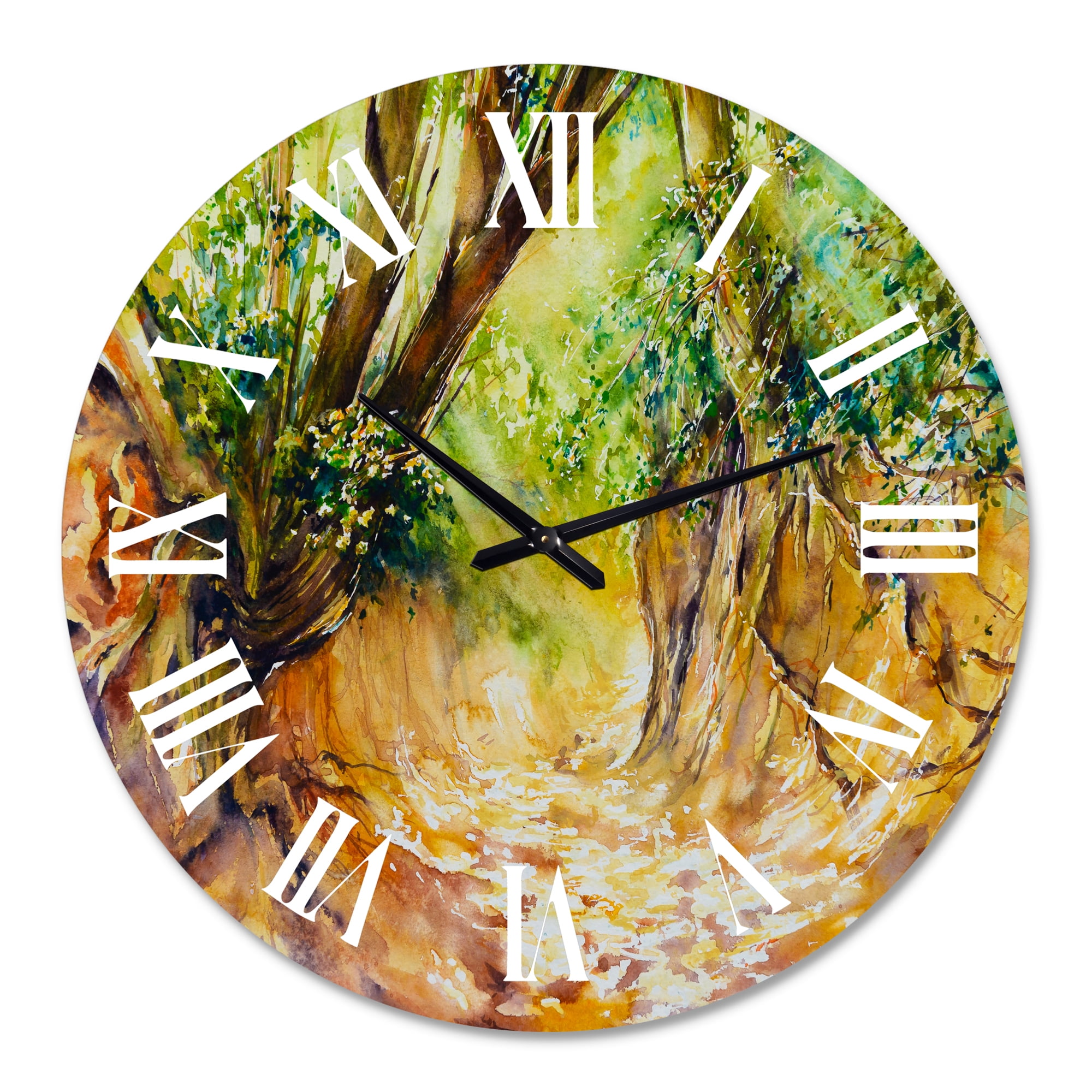 Designart 'Little Forest Road' Traditional Wall Clock