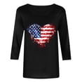 thumbnail image 4 of Lorytime Womens 4th of July Shirt Patriotic Graphic Outfits Red White and Blue Clothes 3/4 Sleeve Holidays Wear Black 2XL, 4 of 5