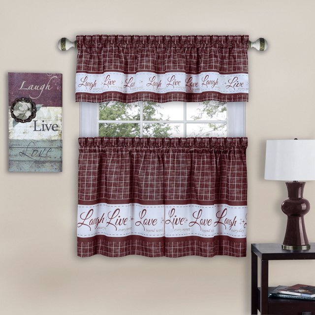 Achim Juego de Cortinas y Cenefas para Ventana Live, Love, Laugh