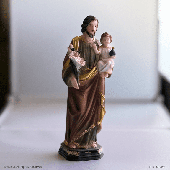 Saint Joseph Resin Statue - 11" Catholic Figurine | San Jose, Figura Catolica - Estatua de Resina